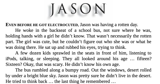 Opening page of the Jason chapter from The Lost Hero rendered as plain HTML text