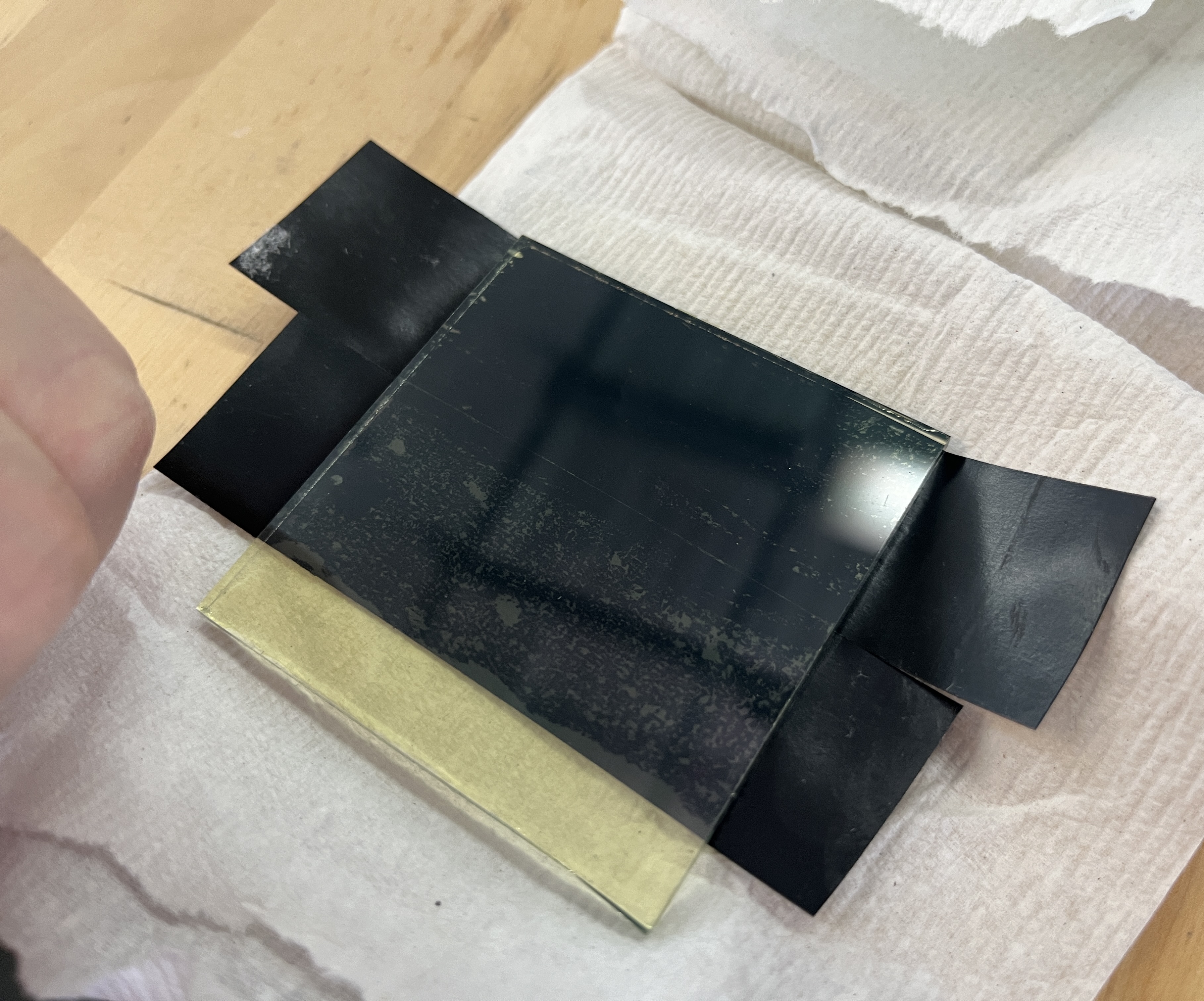 Tape abutment works ok for blacking out holograms