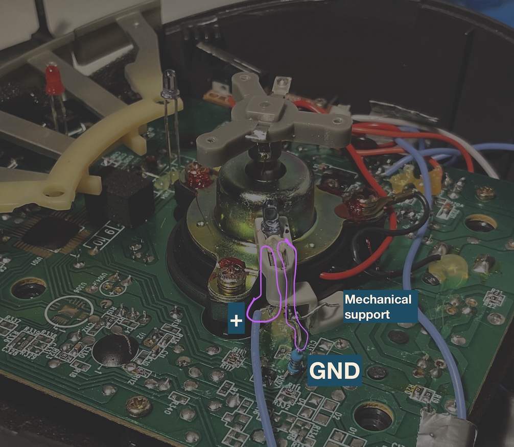 The two-cut approach hijacks the entire data LED. The LED's positive side is on the left