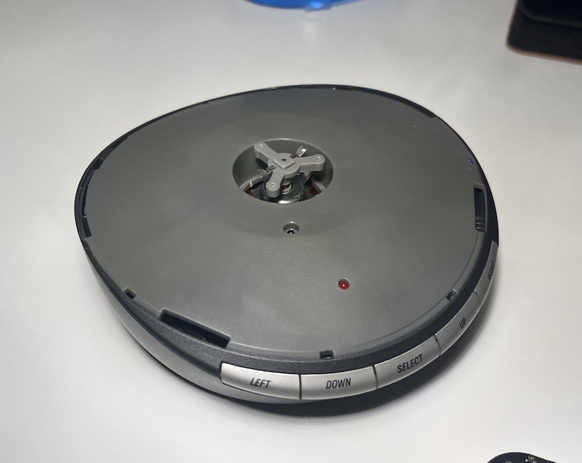 Infoglobe base with the grey plate dropped back into place over the electronics