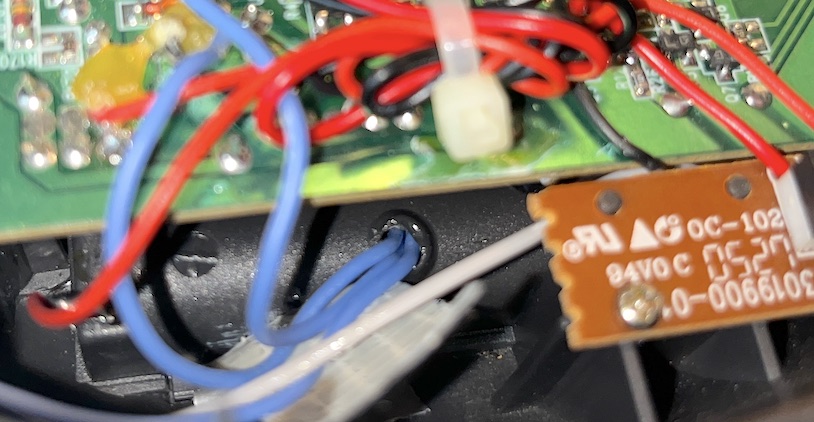 Internal hole for wires going to the microcontroller