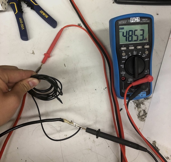 Thin wire of a good resistance, but not nearly enough current capacity