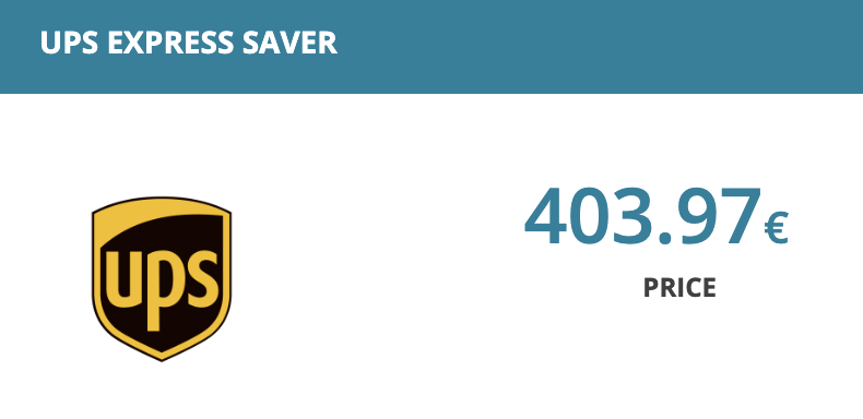 UPS Express Saver shipping quote of 403.97 euros
