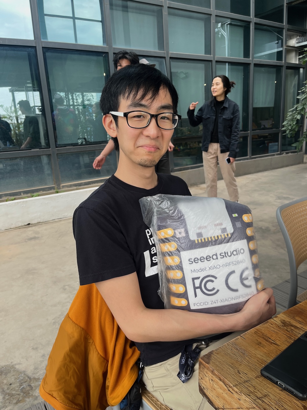 Ellie (background) from Seeed Studios was a fantastic host, she handled our flights and overall schedule. In return, Alan stole this cute Xiao pillow from their office